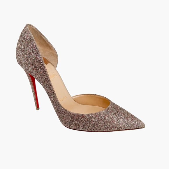 Christian Louboutin Iriza 100 Pumps Size 39 US 9 Glitter Half D'Orsay High Heel - Picture 9 of 15